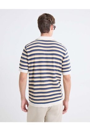 Camisa Crochet De Rayas  Para Hombre Marfil Seven Seven