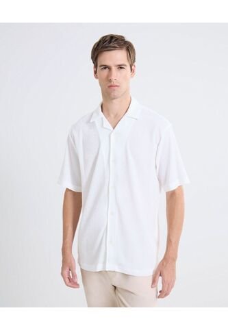 Camisa Textura Rústica  Para Hombre Crudo Seven Seven Seven Seven
