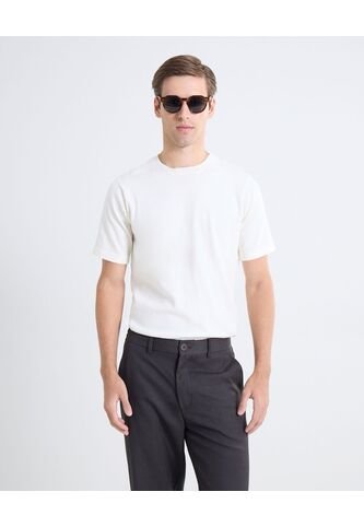 Camiseta Tejida Texturizada  Para Hombre Blanco Seven Seven Seven Seven