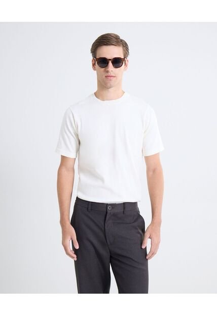 Camiseta Tejida Texturizada  Para Hombre Blanco Seven Seven