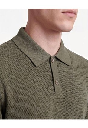 Polo Tejido De Ajuste  Para Hombre Verde Seven Seven