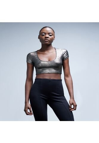 Crop Top Para Mujer Manga Corta Color Amarillo  Marca Seven Seven #28095608 Seven Seven