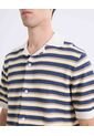 Camisa Crochet De Rayas  Para Hombre Marfil Seven Seven de Seven Seven