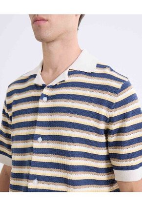 Camisa Crochet De Rayas  Para Hombre Marfil Seven Seven
