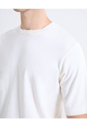 Camiseta Tejida Texturizada  Para Hombre Blanco Seven Seven