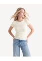 Camiseta Ajustada Con Detalle Frontal  Para Mujer Crema Seven Seven de Seven Seven