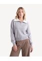 Saco Tejido Con Cuello Alto Moderno  Para Mujer Gris Seven Seven de Seven Seven