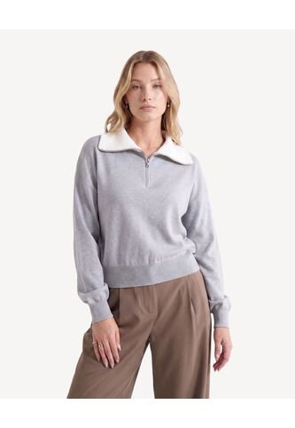 Saco Tejido Con Cuello Alto Moderno  Para Mujer Gris Seven Seven Seven Seven