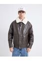 Chaqueta Con Cuello Removible  Para Hombre Café Seven Seven de Seven Seven