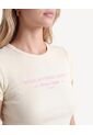 Camiseta Ajustada Con Detalle Frontal  Para Mujer Crema Seven Seven de Seven Seven
