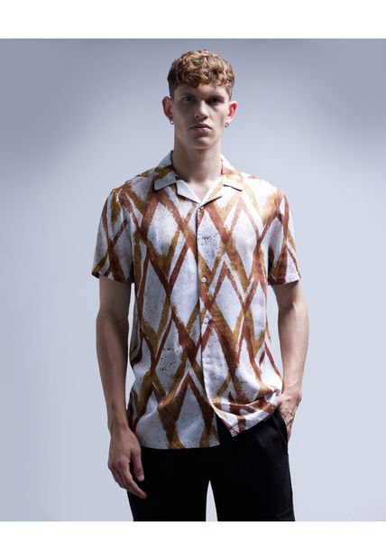 Camisa Para Hombre Manga Corta  Color Amarillo  Marca Seven Seven #45011954