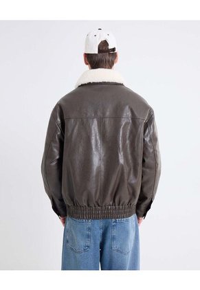 Chaqueta Con Cuello Removible  Para Hombre Café Seven Seven