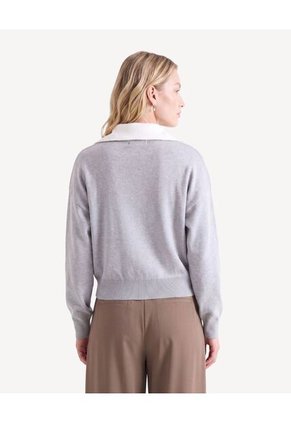 Saco Tejido Con Cuello Alto Moderno  Para Mujer Gris Seven Seven