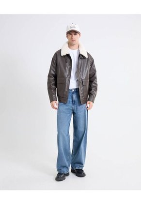 Chaqueta Con Cuello Removible  Para Hombre Café Seven Seven