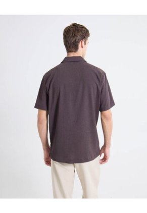 Camisa Textura Rústica  Para Hombre Café Seven Seven
