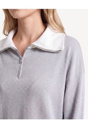 Saco Tejido Con Cuello Alto Moderno  Para Mujer Gris Seven Seven