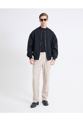 Chaqueta Bomber En Scuba  Para Hombre Negro Seven Seven