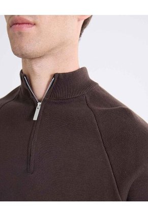 Saco Tricot Half Zipper  Para Hombre Café Seven Seven