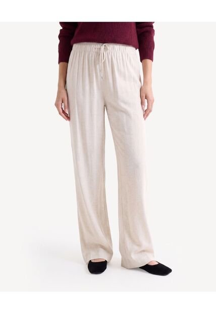 Pantalón Fluido Con Cordón Ajustable  Para Mujer Crudo Seven Seven