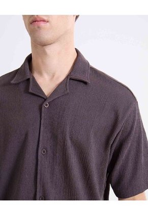 Camisa Textura Rústica  Para Hombre Café Seven Seven