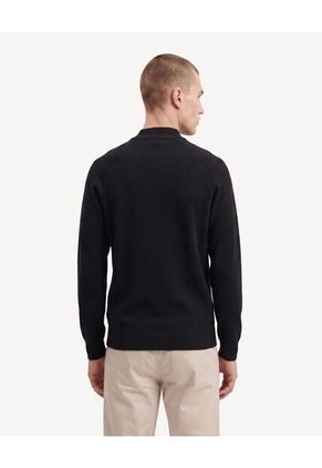 Saco Tricot Con Half Zipper  Para Hombre Negro Seven Seven