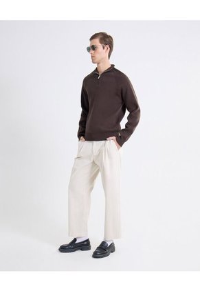 Saco Tricot Half Zipper  Para Hombre Café Seven Seven