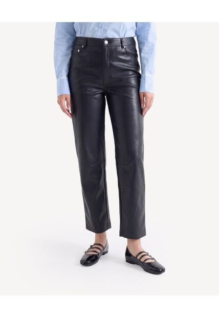 Pantalón Barrel Acabado Recubierto  Para Mujer Negro Seven Seven