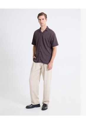 Camisa Textura Rústica  Para Hombre Café Seven Seven