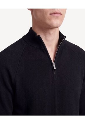 Saco Tricot Con Half Zipper  Para Hombre Negro Seven Seven