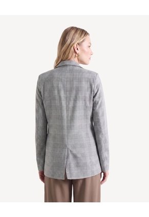 Blazer De Solapa Con Bolsillos Frontales  Para Mujer Gris Seven Seven