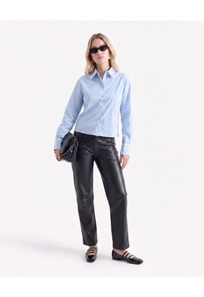 Pantalón Barrel Acabado Recubierto  Para Mujer Negro Seven Seven
