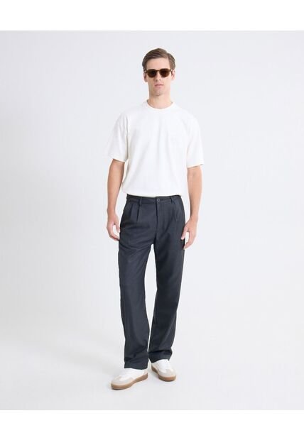 Pantalón Sastre De Doble Pinza  Para Hombre Negro Seven Seven