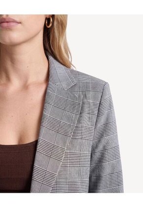 Blazer De Solapa Con Bolsillos Frontales  Para Mujer Gris Seven Seven