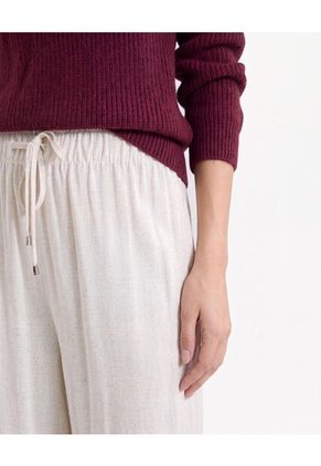 Pantalón Fluido Con Cordón Ajustable  Para Mujer Crudo Seven Seven