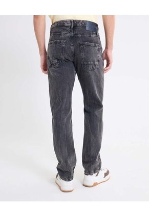 Jean Straight Recogidos Decorativos  Para Hombre Negro Seven Seven