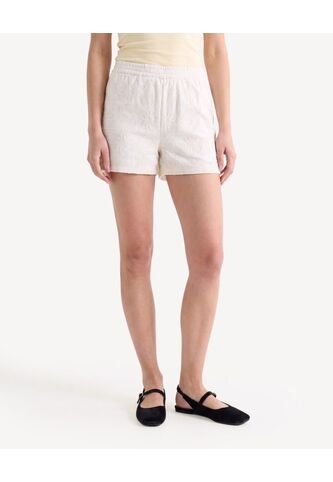 Short Texturizado De Cintura Flexible  Para Mujer Beige Seven Seven Seven Seven