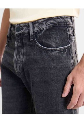 Jean Straight Recogidos Decorativos  Para Hombre Negro Seven Seven