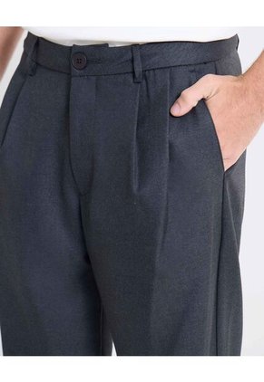 Pantalón Sastre De Doble Pinza  Para Hombre Negro Seven Seven