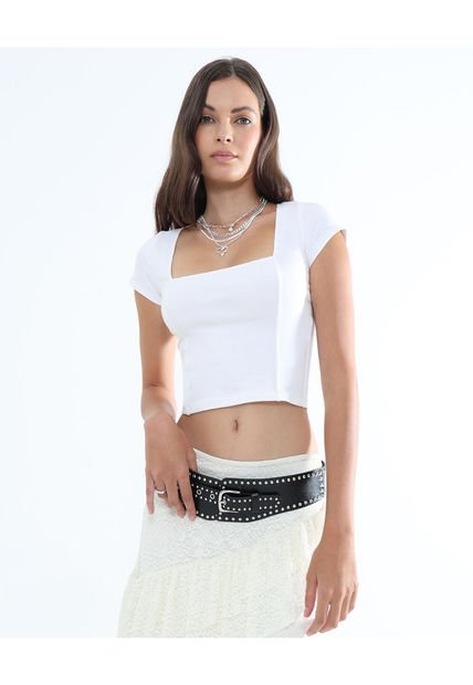 Camiseta Para Mujer Manga Corta Color Crudo Marca Seven Seven #28096104