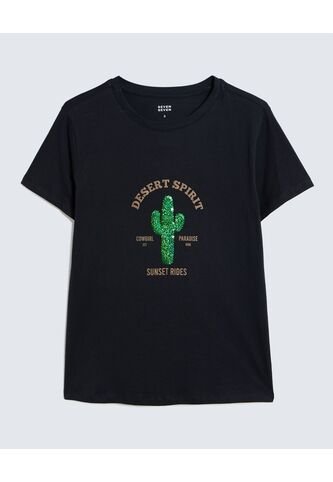 Camiseta Para Mujer Manga Corta Color Negro Marca Seven Seven #28096072 Seven Seven