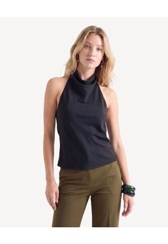 Blusa Halter Con Detalle Abotonado  Para Mujer Negro Seven Seven Seven Seven