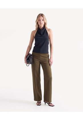 Pantalón Sastre De Caída Estructurada  Para Mujer Oliva Seven Seven