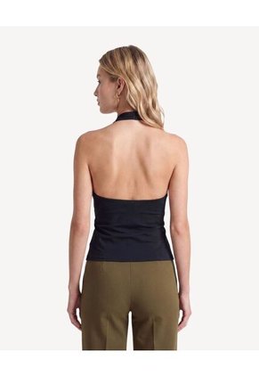 Blusa Halter Con Detalle Abotonado  Para Mujer Negro Seven Seven