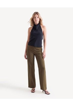 Blusa Halter Con Detalle Abotonado  Para Mujer Negro Seven Seven