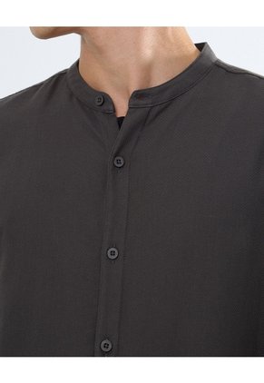 Camisa Cuello Mao  Para Hombre Verde Seven Seven