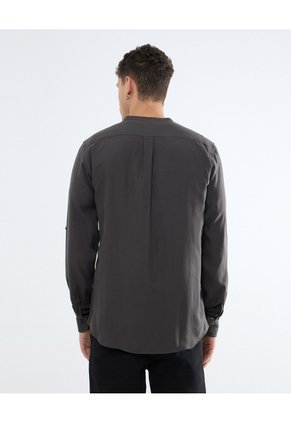 Camisa Cuello Mao  Para Hombre Verde Seven Seven