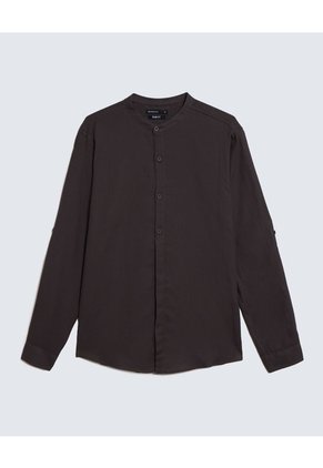 Camisa Cuello Mao  Para Hombre Verde Seven Seven