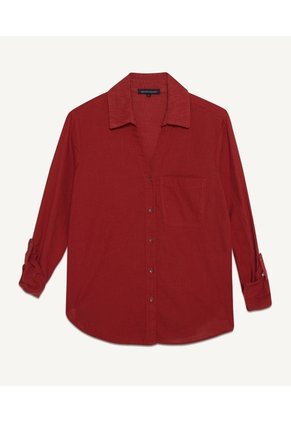 Camisa En Efecto Rústico  Para Mujer Terracota Seven Seven