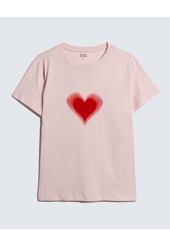 Camiseta Estampado De Corazón  Para Mujer Rosa Seven Seven Seven Seven