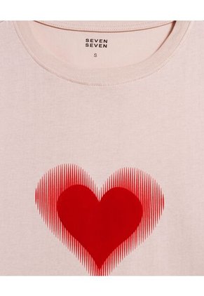 Camiseta Estampado De Corazón  Para Mujer Rosa Seven Seven